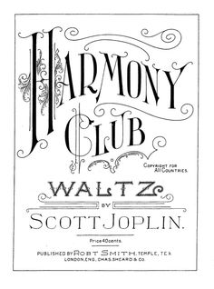 Harmony Club Waltz by Scott Joplin